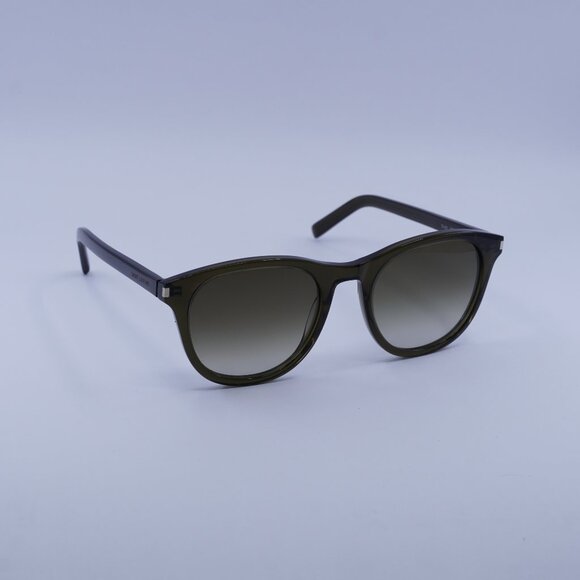 Saint Laurent SL401 007 Sunglasses Green Square Frame, Brown Lenses - Picture 1 of 11